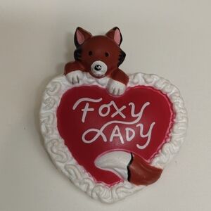 intage 1980s Valentine's Day Foxy Lady Novelty Fun World Pin Brooch